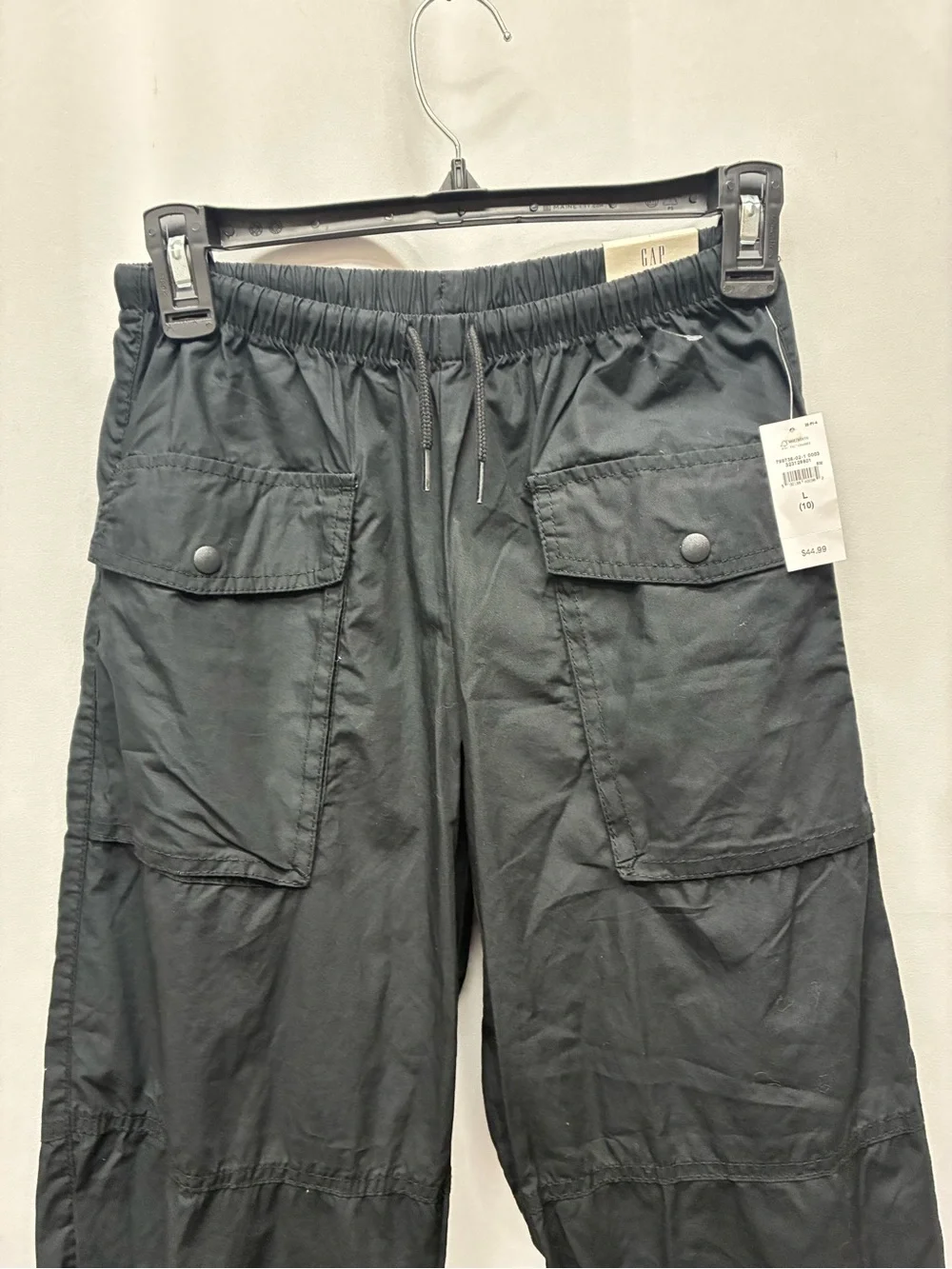 Gap Kids parachute pants size large 10 black utility girls pull on new with tags